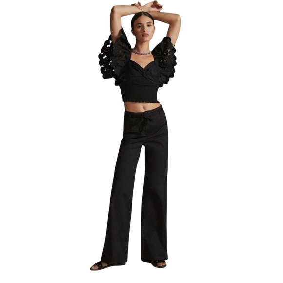 Maeve x Anthropologie - Black Wide-Leg Dress Pants Sz 10 - Picture 1 of 10